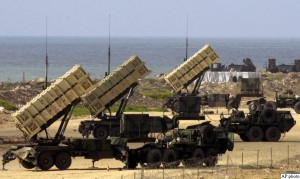 Patriot missile batteries are being prepared in Jaffa, south of Tel Aviv, Friday, March 21, 2003. Patriot missiles are to be used against Iraqi ballistic missles in case of an attack. (AP Photo / Darko Bandic)