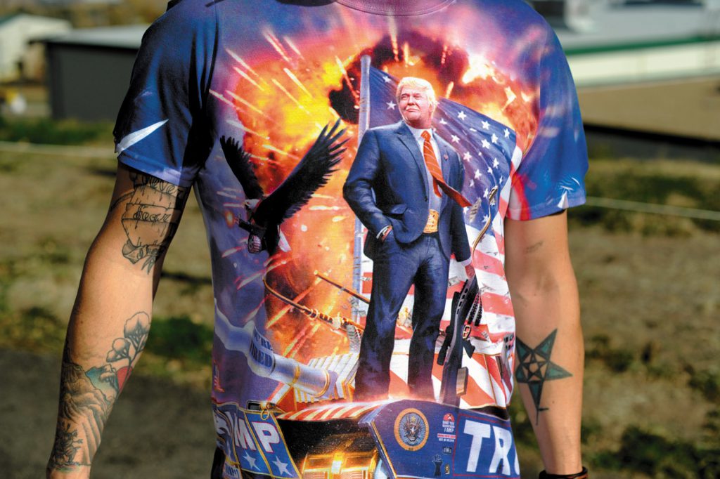 A Trump supporter at a campaign rally in Golden, Colorado, October 2016